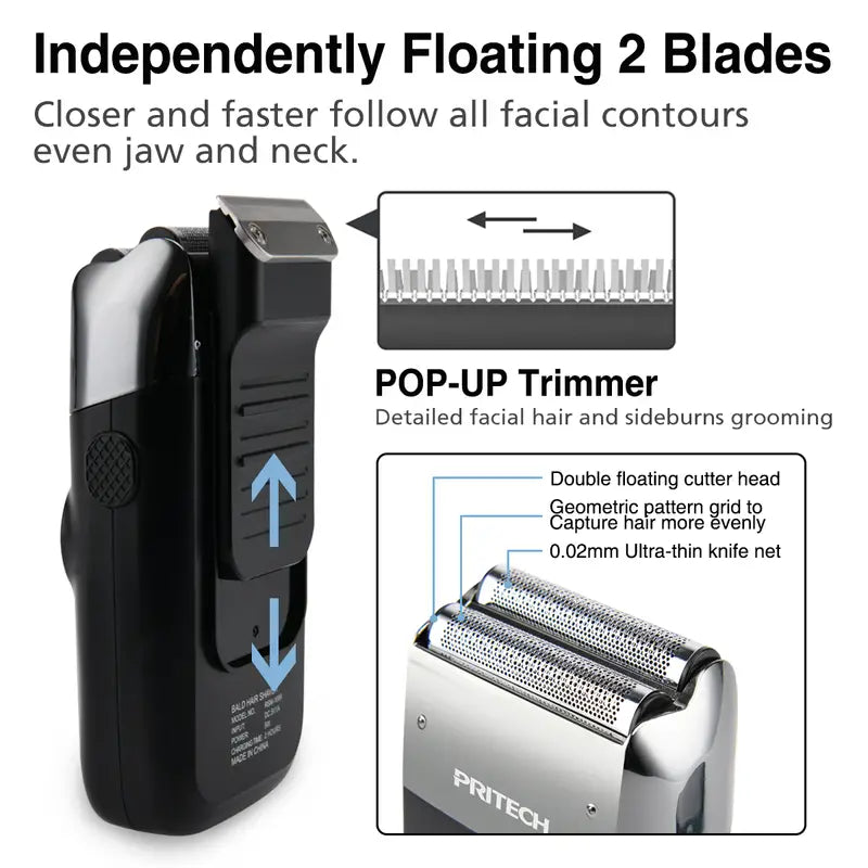 2-in-1 Electric Foil and Bald Shaver for Men